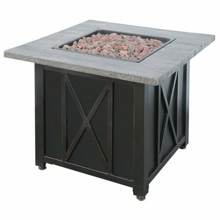 ENDLESS SUMMER 30'' Square LP Gas Outdoor Fire Pit Table with Wood Grain Top - 30000 BTU 472GAD1450